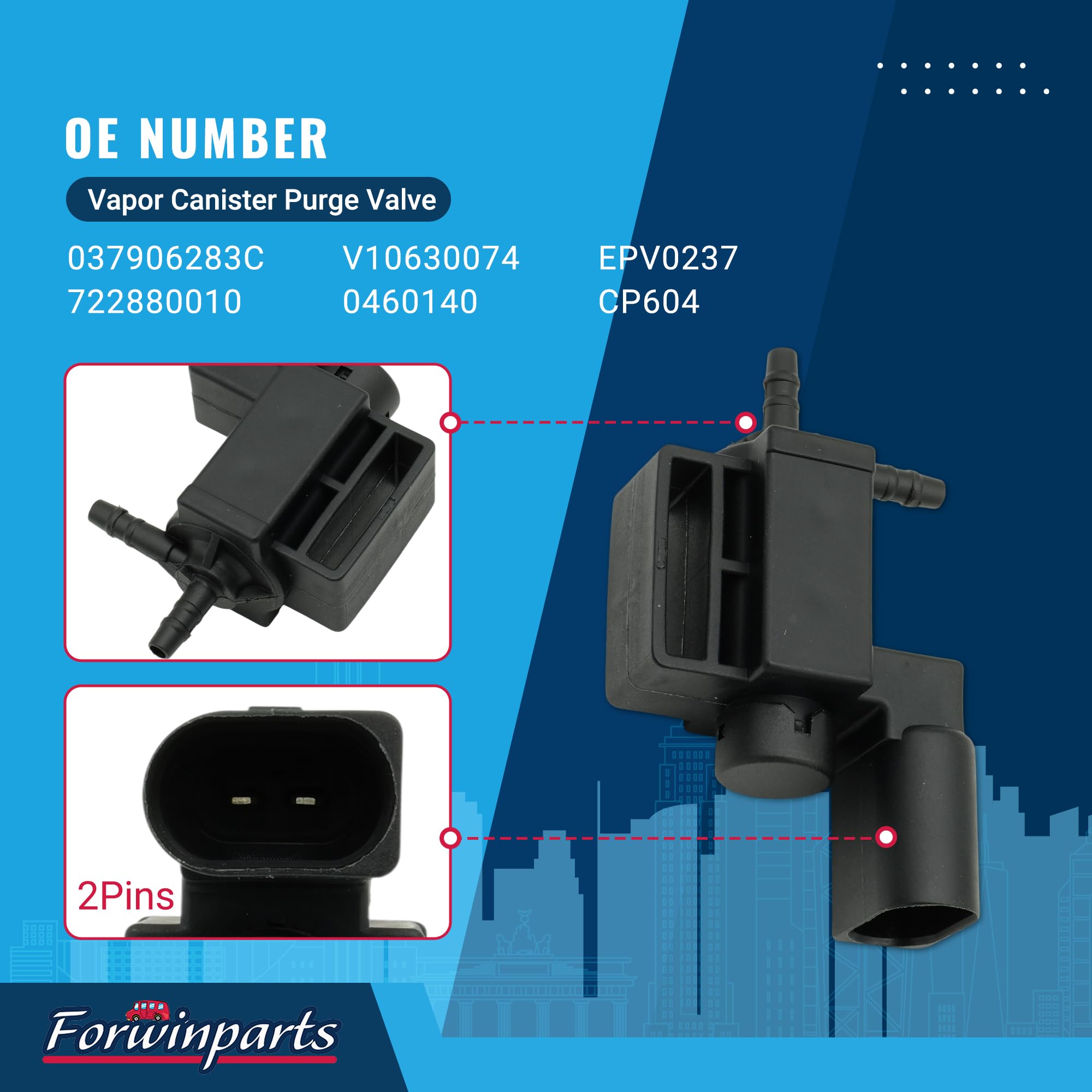 037906283C Vapor Canister Purge Valve Solenoid 667-108 for Audi A3